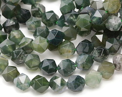 Moss Agate Star Cut Round 8mm