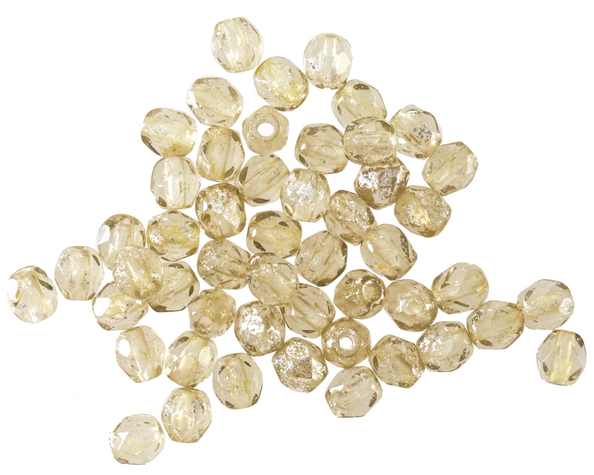 Czech Glass Smoky Gray w/ Mercury Finish Fire Polished Round 4mm