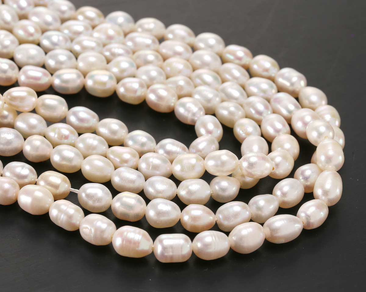 Pearly White Freshwater Rice Pearl 6-8x5-6mm