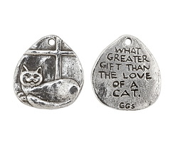 Green Girl Pewter Window Kitty Pendant 26x28mm