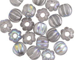 Czech Glass Crystal AB w/ Silver Wash Large Hole Melon Round 8mm