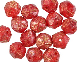 Czech Glass Textured Ruby w/ Copper Wash English Cut Bead 8x10mm