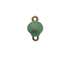 Patina Green Brass (plated) Scallop Shell Link 16x10mm