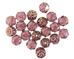 Czech Glass Bronzed Amethyst Lantern 6mm