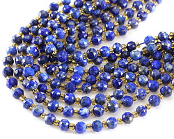 Lapis (A) Microfaceted Rondelle 5x6mm