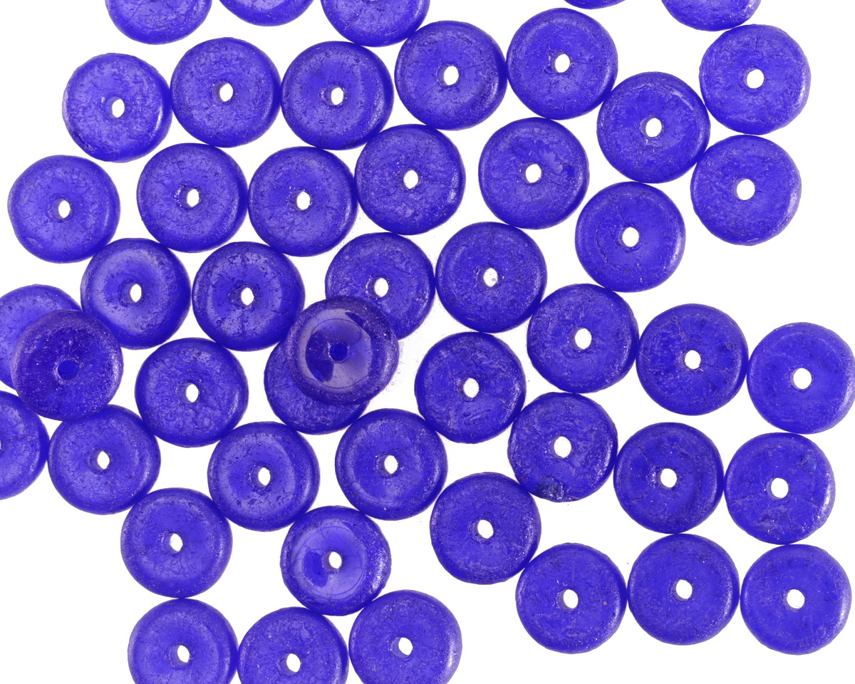 Czech Glass Textured Sapphire w/ Luster Heishi 3x6mm