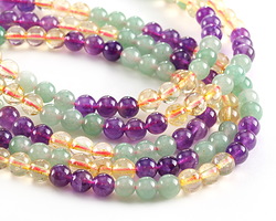 Amethyst, Citrine, Green Aventurine Round 6mm