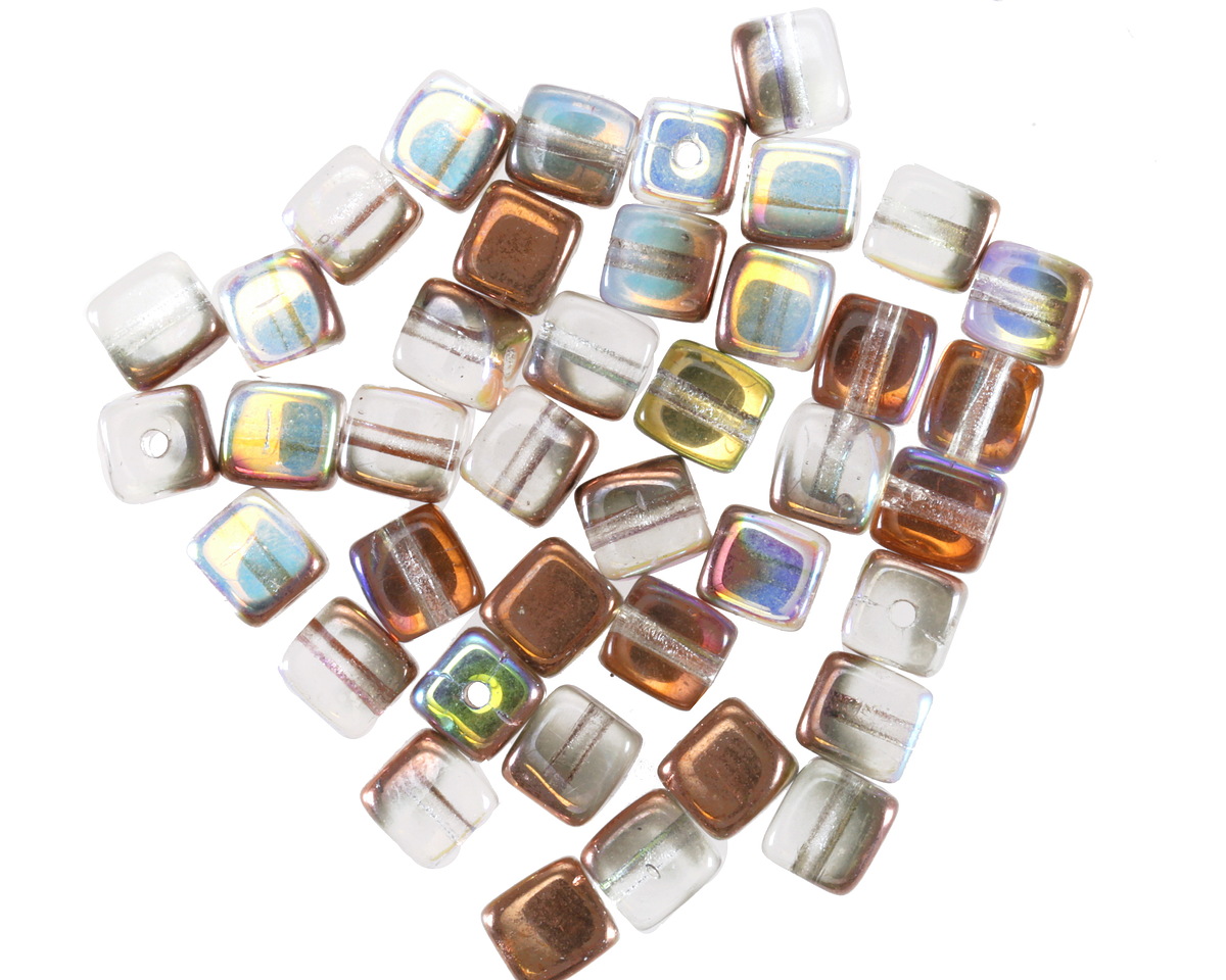 Czech Glass Crystal AB w/ Copper Cube 4mm