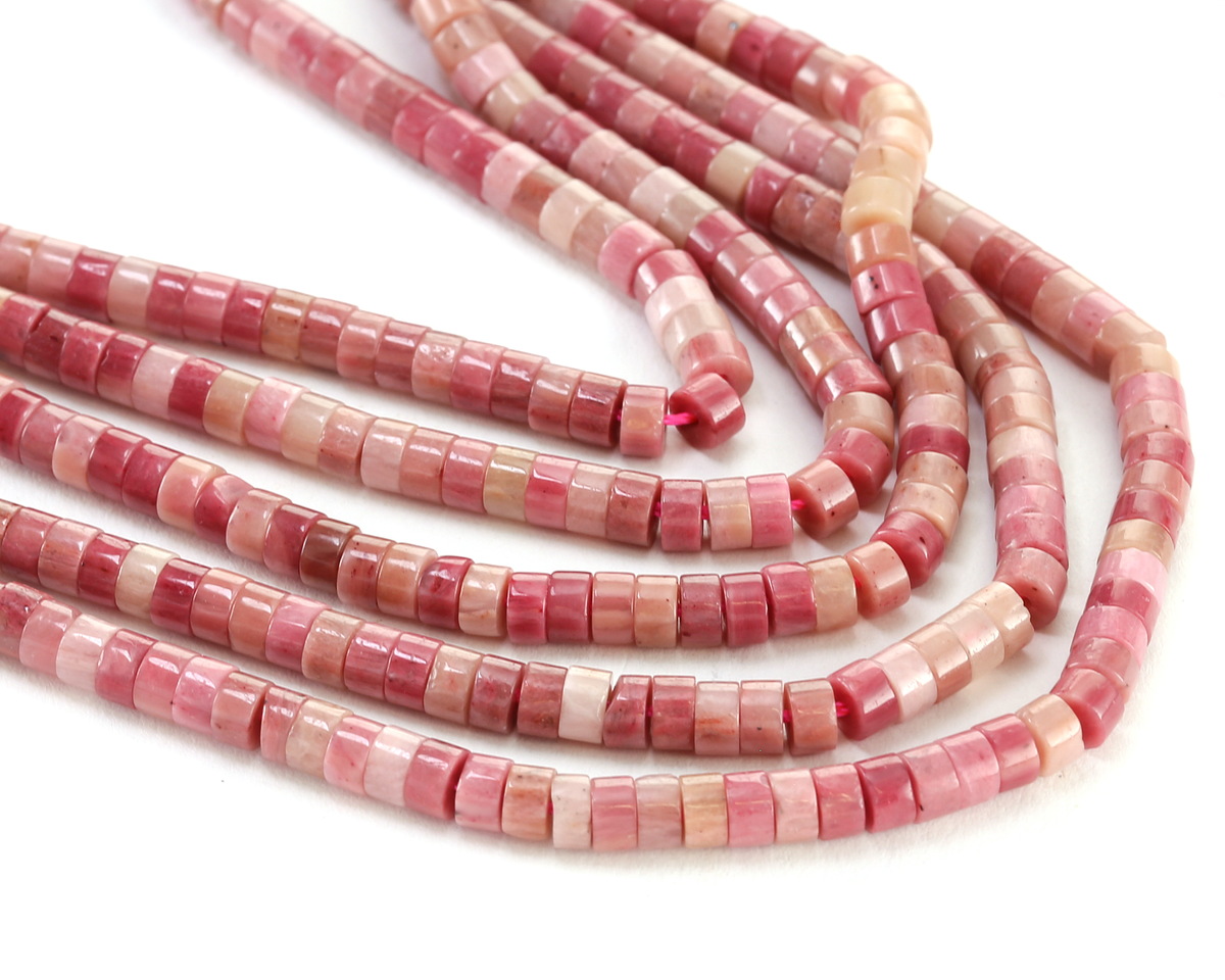 Wood Rhodonite Heishi 2x4mm