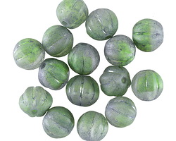 Czech Glass Matte Smoky Crystal & Sage Melon Round 8mm