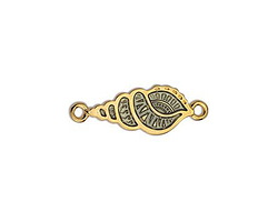 24K Gold (plated) Transparent Storm Gray Enamel Triton Shell Focal Link 23x8mm
