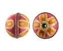 Hand Painted Yellow Daisy on Pink Leather Round Bead 20-22mm
