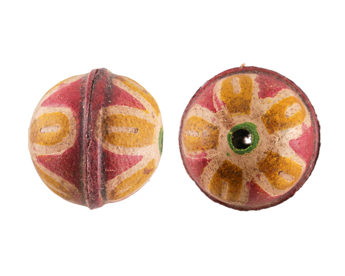 Hand Painted Yellow Daisy on Pink Leather Round Bead 20-22mm