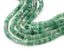 Green Strawberry Quartz Microfaceted Heishi 3x6mm