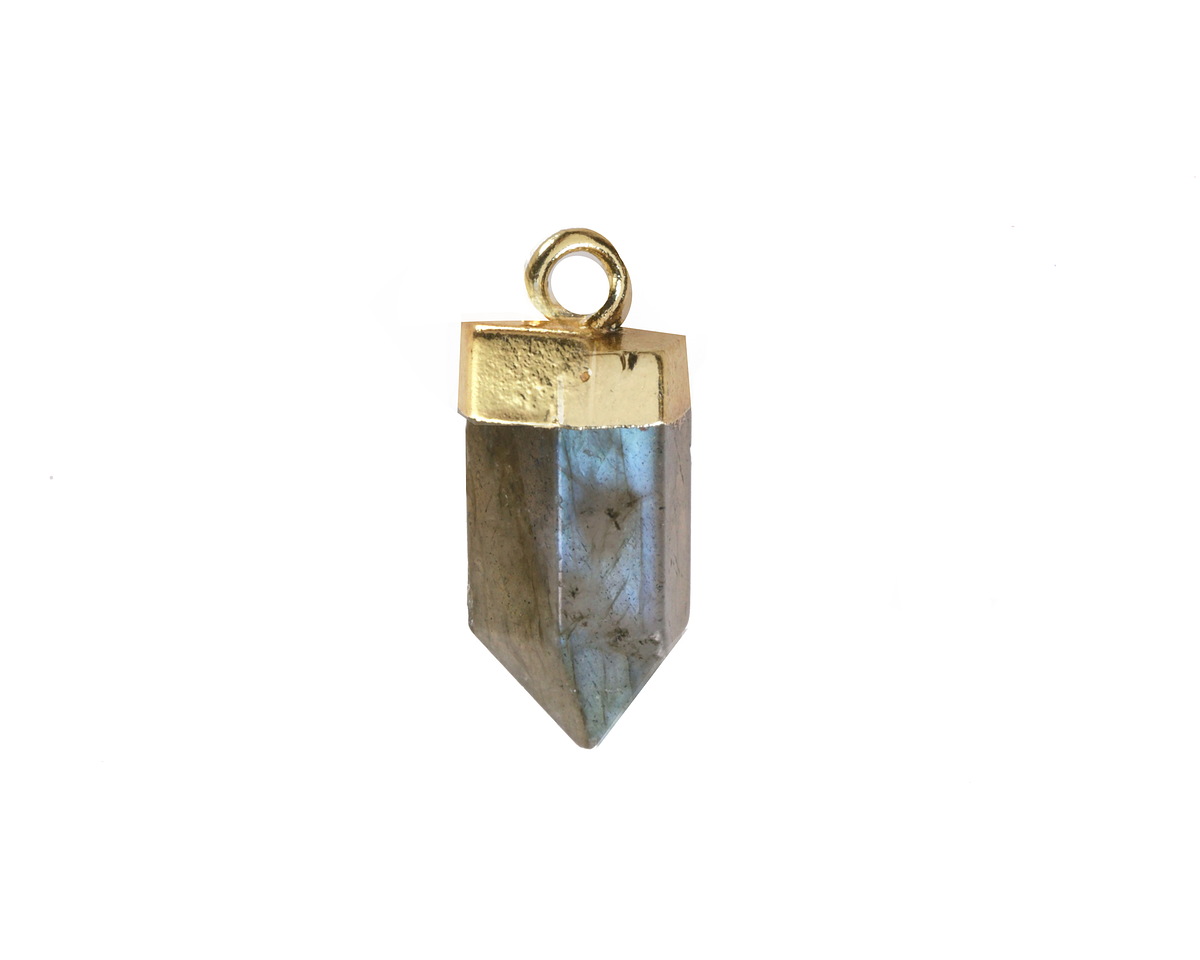Labradorite Point w/ Gold Finish 8x16mm