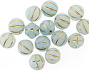Matte Ice Blue w/ Gold Melon Round 8mm