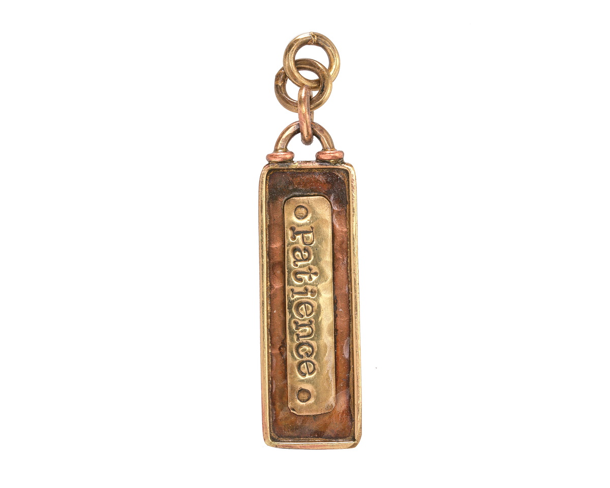 Patricia Healey Antiqued Copper & Brass "Patience" Pendant 13x61mm