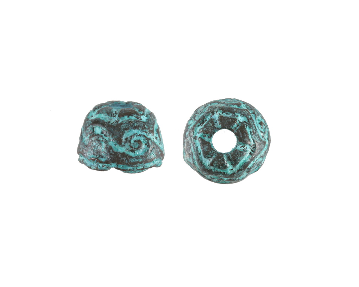 Mykonos Copper (plated) Patina Swirly Bead Cap 11mm