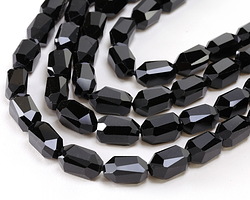 Black Obsidian Microfaceted Long Nugget 9x14mm