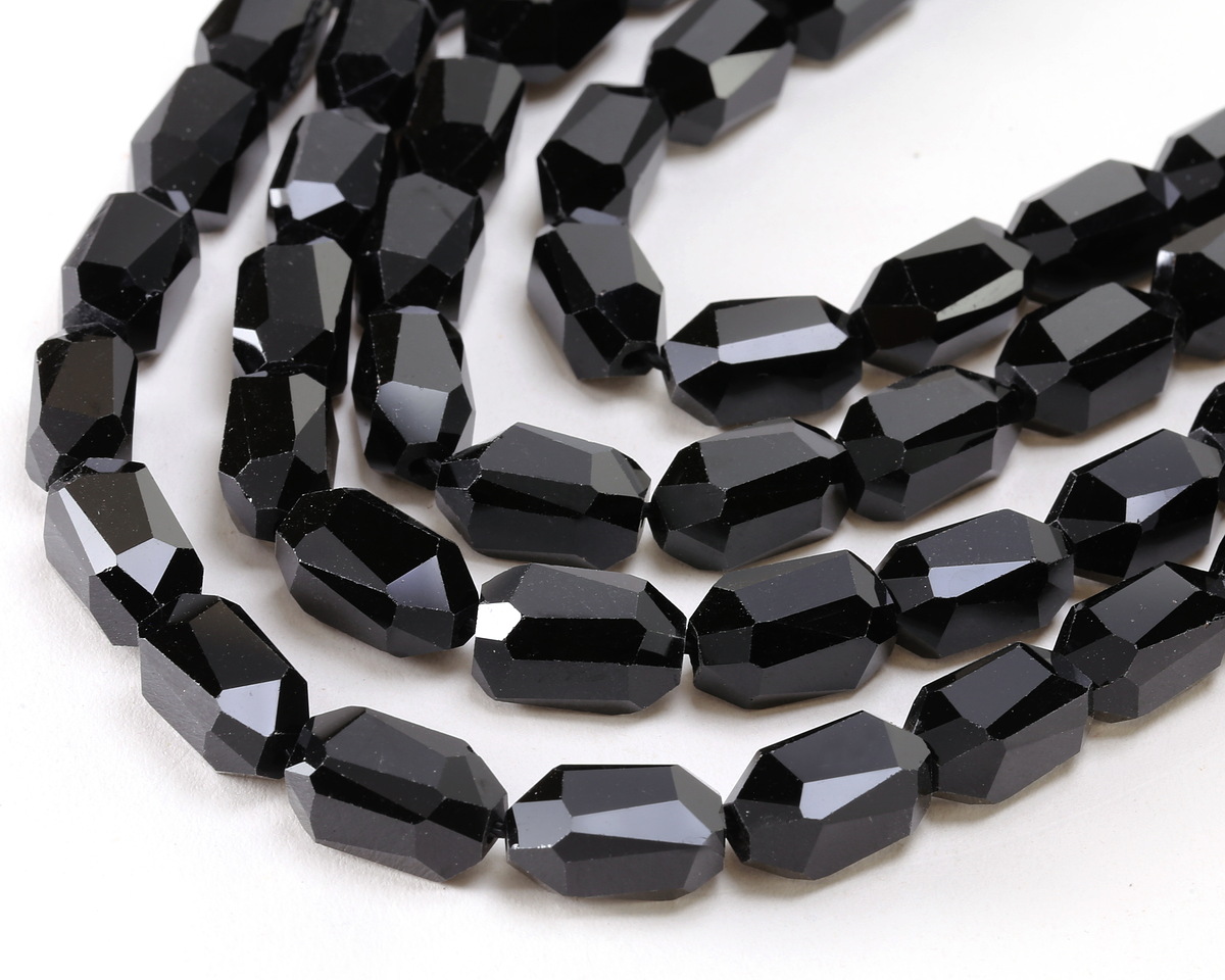 Black Obsidian Microfaceted Long Nugget 9x14mm