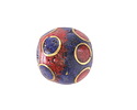 Nepalese Coral & Lapis w/ Brass Dots Round Bead 17-19mm