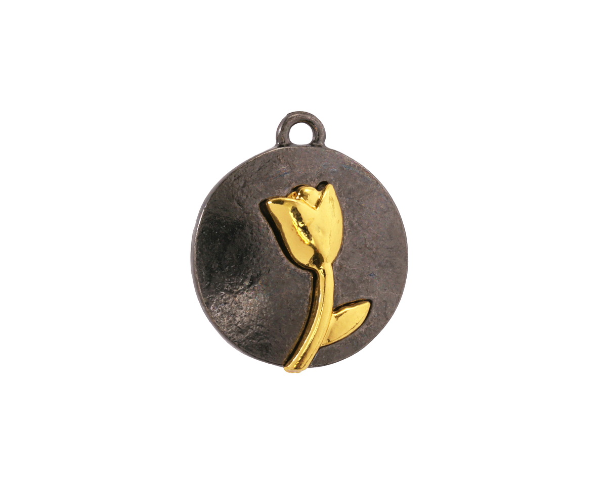 Tulip Two-Toned Gunmetal & Gold Finish Round Focal 17.5x20.5mm
