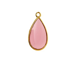 24K Gold (Plated) Transparent Rose Resin Drop Focal 13x23mm