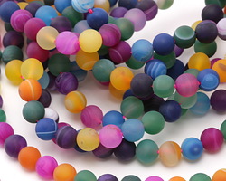Jewel Tone Mix Line Agate (matte) Round 8mm