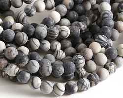 Black Water Jasper (matte) Round 6mm