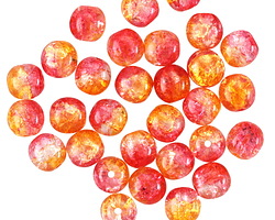 Czech Glass Dual Coated Fuchsia & Cantaloupe Crackle Crystal Druk 6mm
