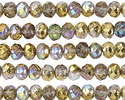 Czech Glass Textured Crystal AB w/ Gold Fire Polished Rondelle 5x7mm