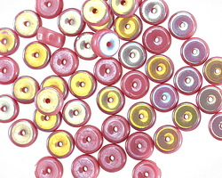 Czech Glass Azalea Pink Silk AB w/ Luster Heishi 3x6mm