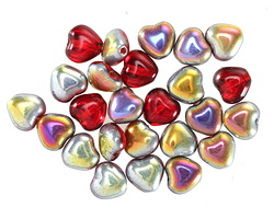 Czech Glass Ruby Red w/ Vitrail Heart 6mm