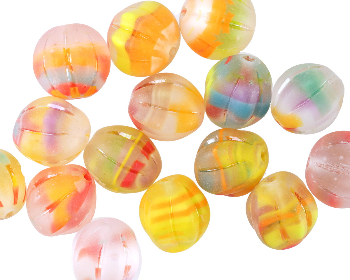 Czech Glass (German Glass) Matte Tropical Mix Melon Round 10mm