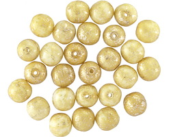 Czech Glass Ivory w/ Mercury Glass Finish Round Druk 6mm