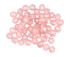 Czech Glass Sueded Gold Milky Pink Fire Polished Round 4mm