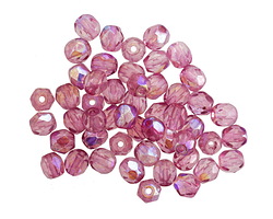 Czech Glass Wild Orchid Luster w/ AB Fire Polished Round 4mm