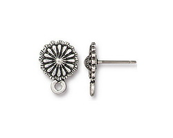 TierraCast Antique Silver (plated) Concho Ear Post 10x14mm
