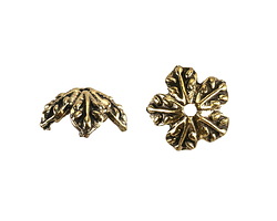 Antique Gold (plated) Leaf Bead Cap 6x14mm