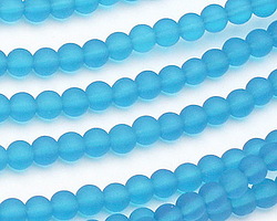 Pacific Blue Beach-Style Glass Round 4mm