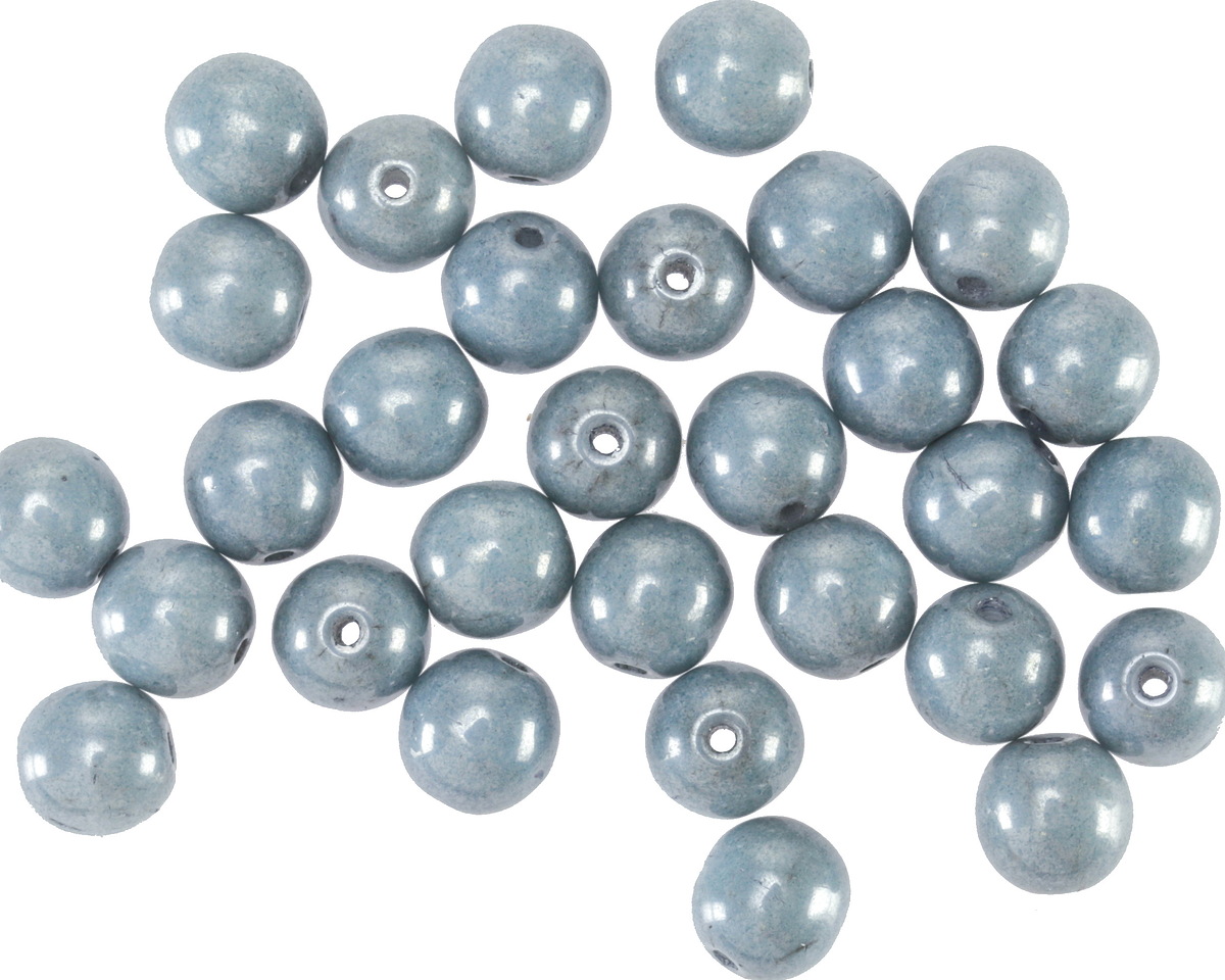 Czech Glass Lustered Denim Blue Round Druk 6mm