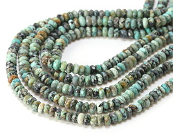 African Turquoise Faceted Spacer Rondelle 2x4mm