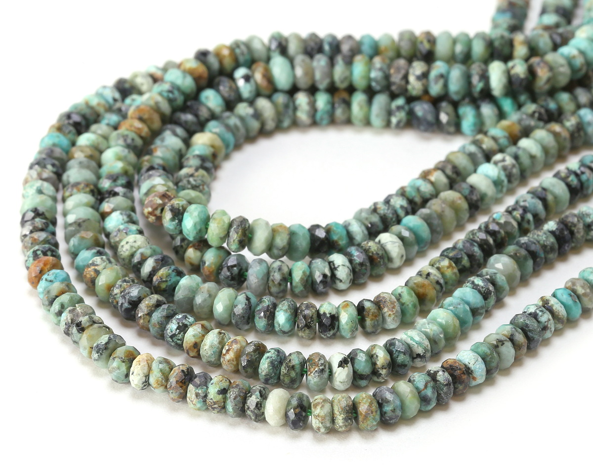 African Turquoise Faceted Spacer Rondelle 2x4mm