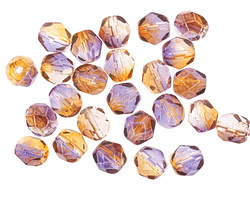 Czech Glass Dual Coated Cantaloupe/Grape Fire Polished Round 6mm