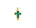 24K Gold (plated) Emerald Pearl Enamel Cross Focal 9x17mm