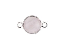 Lavender Quartz Coin Focal Link w/ Silver Finish 21x13mm