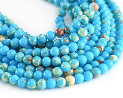 Blue Turquoise Impression Jasper Round 4mm