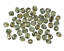 Czech Glass Luster Transparent Green Fire Polished Round 4mm