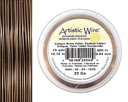 Artistic Wire Antique Brass 22 gauge, 15 yards