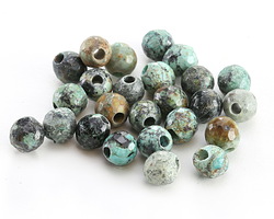African Turquoise Faceted Round (Large Hole) 8mm Beads